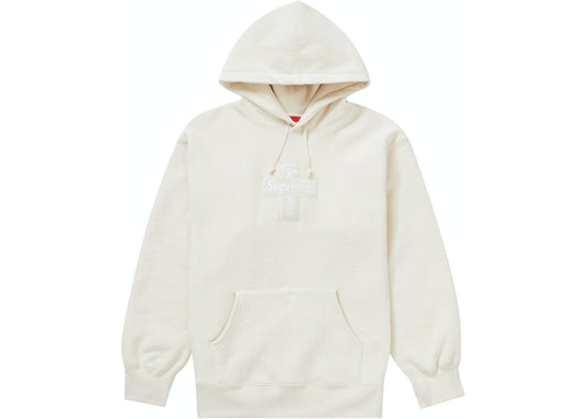 Supreme Cross Box Logo Hooded Sweatshirt Natural
