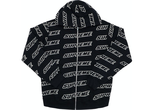 Supreme Repeat Zip Up Hooded Sweatshirt Black (Pre owned 9/10)