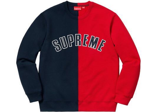 Supreme Crewneck Split Navy Red