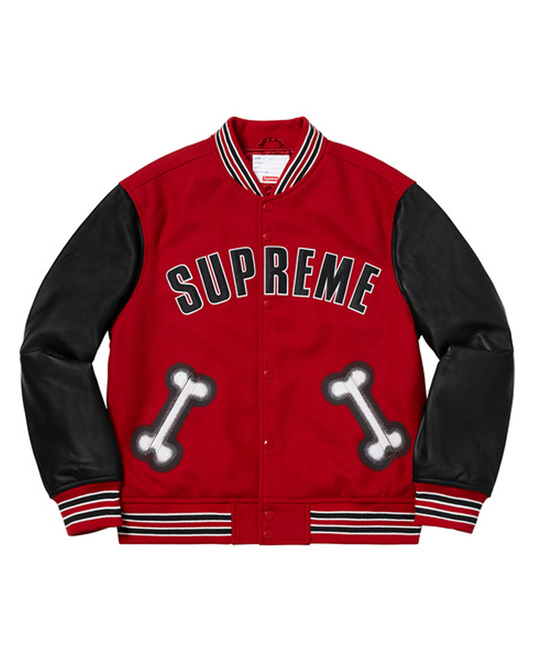 Supreme Bone Varsity Jacket Red