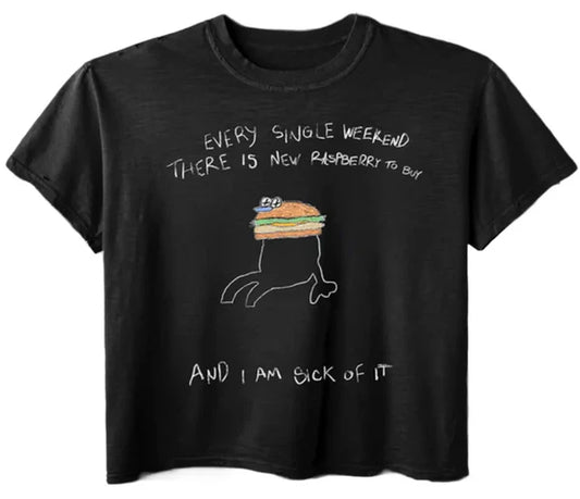 Raspberry Hulls Burger Tee Black