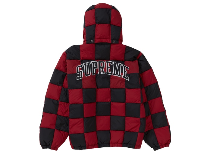 Supreme Checkerboard Puffy Jacket Dark Red