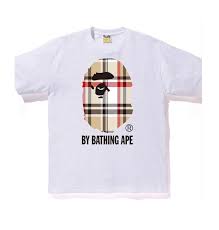 BAPE A Bathing Ape Check by Bathing Burberry Tee White