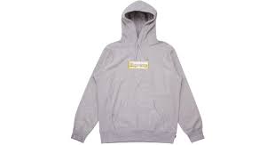 Supreme Bling Box Logo Hooded Sweatshirt Grey