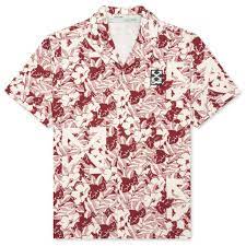 Off White Floral Holiday Shirt All Over Red