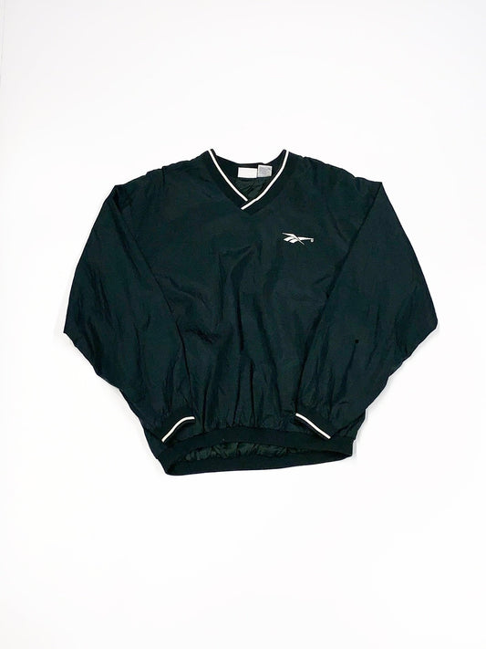Vintage Reebok V Neck Windbreaker Pull Over Green