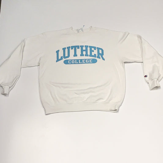 Vintage Luther College Champion Crewneck Sweater White