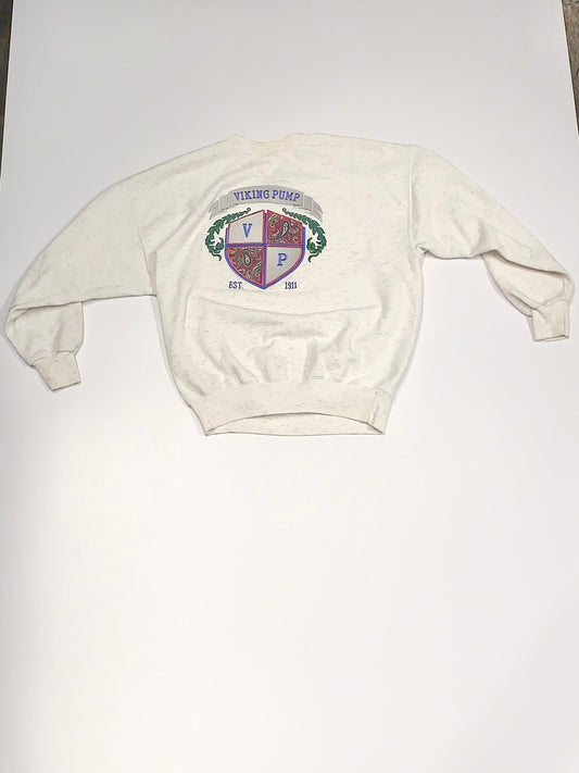 Vintage Viking Pump Crewneck Sweater White