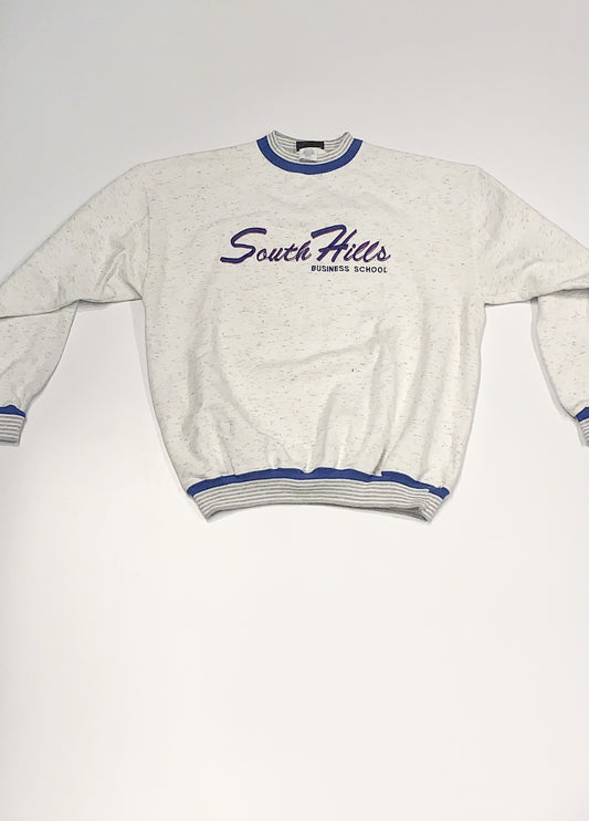 Vintage South Hills Business School Fleece Crewneck Sweater Grey