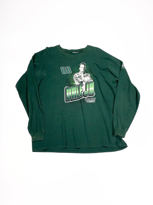 Vintage Dale Jr Nascar Long Sleeve Tee Green