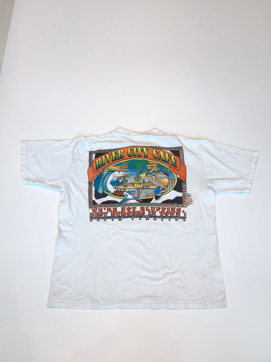 Vintage River City Cafe Tee White