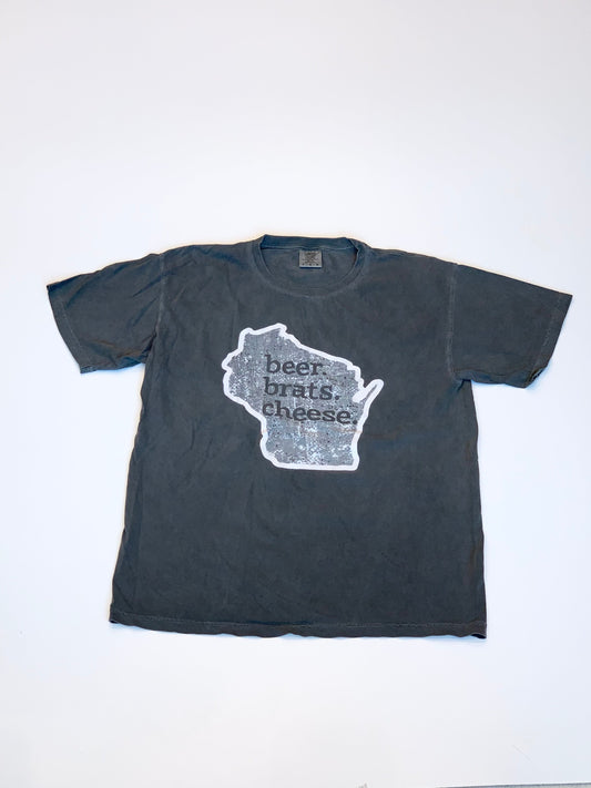 Vintage Beer Brats Cheese Tee Dark Grey