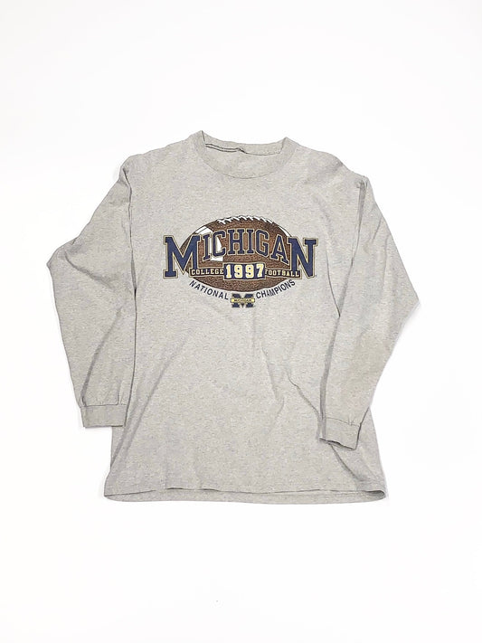 Vintage Michigan College Football Long Sleeve Tee grey