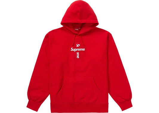 Supreme Cross Box Logo Hooded Sweatshirt Red