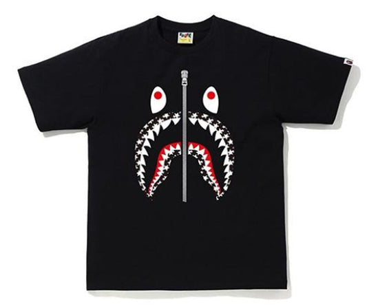 BAPE STA Pattern Shark Tee Black/White