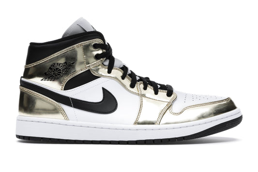 Jordan 1 Mid Metallic Gold Black White