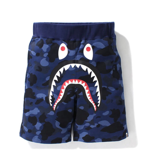 BAPE Color Camo Shark Sweat Shorts (SS21) Navy