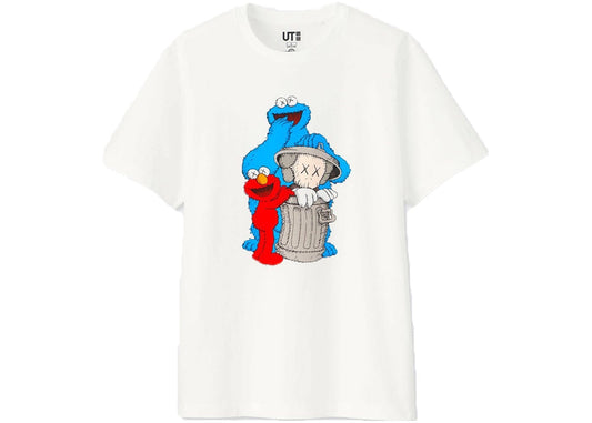 KAWS x Uniqlo x Sesame Street Companion Trash Can Tee (White)