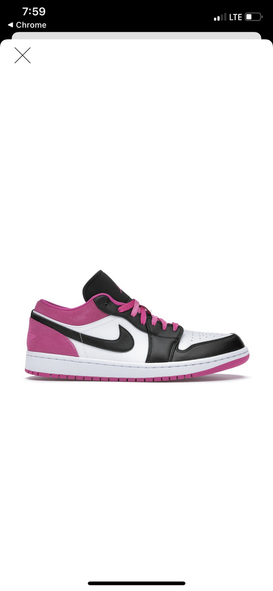 Jordan 1 Low Black Active Fushia