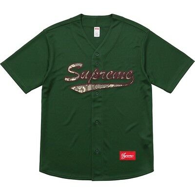 Supreme Snake Script Logo Baseball Jersey Dark Green