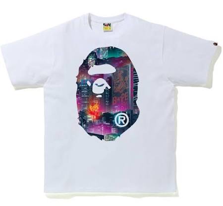 BAPE Neon Tokyo Big Ape Head Tee White