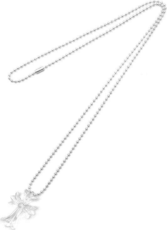Chrome Hearts Black Glitter Resin Cross Pendant Necklace